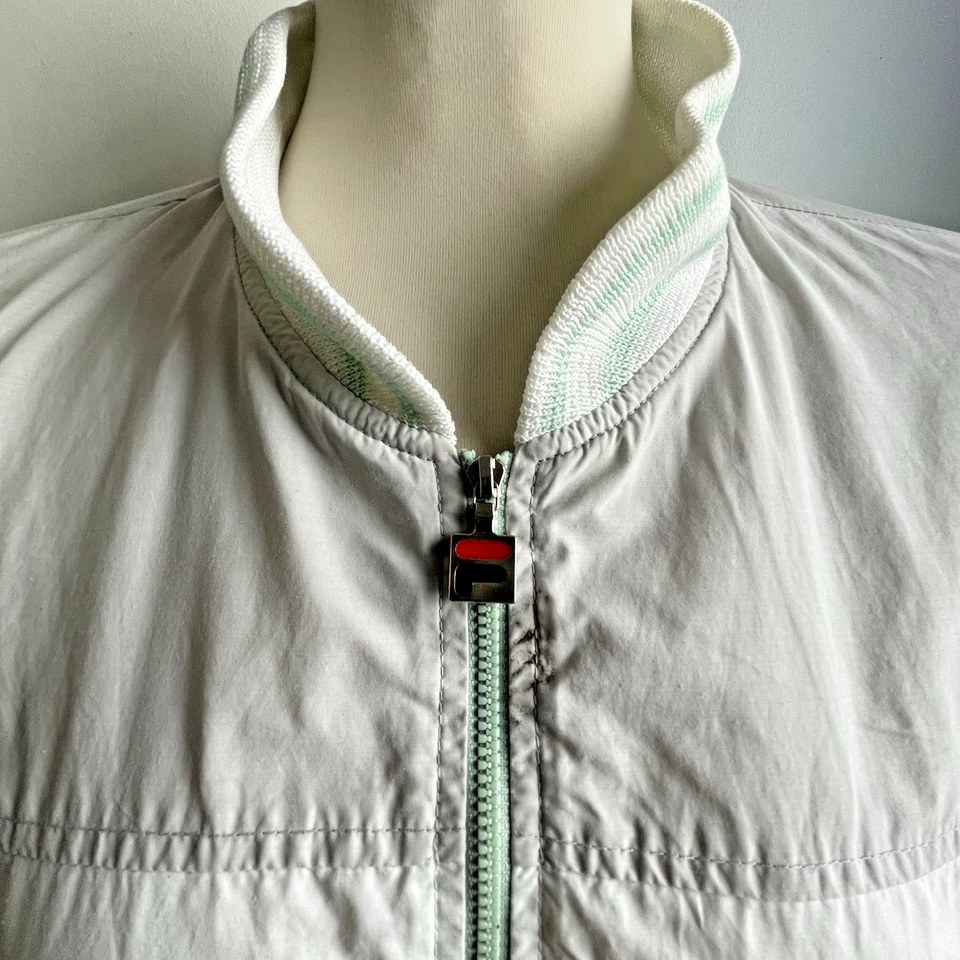 Chaleco cortavientos vintage años 80 FILA para mujer mangas con cremallera blanco gris Italia mediano Foto 3 de 4