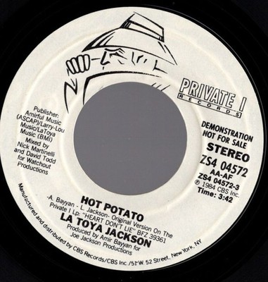 7''  La Toya Jackson  - Hot Potato - US PROMO Private I Records   ZS4 04572