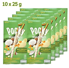 Pocky Chocolate Blanco con Coco y Anacardos Triturados 0.88 OZ, Paquete de 10【US DDP】