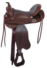 Selle Western Synthétique Sans Arbres RIDEX – Taille 15 Pouces – Marron