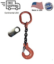 7/32" G100 Chain Sling 1-Leg 15ft Clevis Sling Hook w/Latch SOS Made in USA