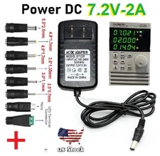 AC 100-240V to DC 7.2V 2A Power Supply Adapter Charger with 8 Sizes DC Plug Tips