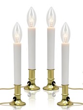 4 Pack Electric Window Candles Lights with E12 Gold Base, 5FT Flameless Candl...