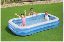 Bestway H2OGO Rectangular Inflatable 8ft 7in x 69in x 18in Family Pool Kids