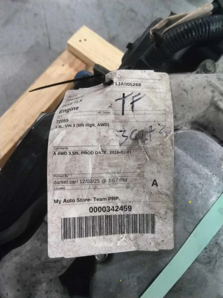 Conjunto completo de motor usado se adapta a: Acura Tlx 2018 mercado de EE. UU. 3,5 L VIN 2º dígito Foto 2 de 4