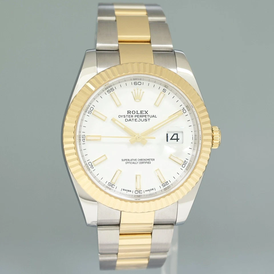 Rolex DateJust 41 126333 2020 dos tonos oro amarillo blanco caja de reloj como nuevo Foto 3 de 4