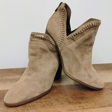 Vince Camuto Boots Womens 10 M Fileana Split Shaft Ankle Bootie Brown Suede Zip