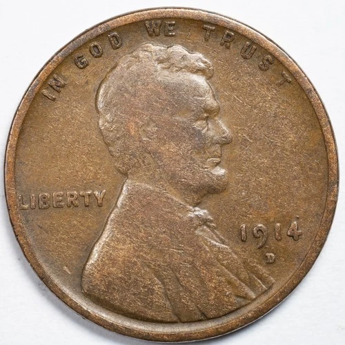 1914-D Lincoln Wheat Penny Cent Denver Mint Very Good (VG)