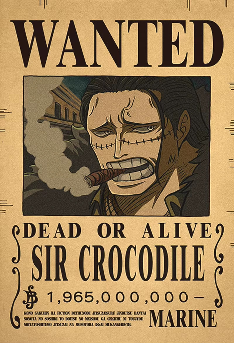 Poster One Piece Wanted Sir Crocodile Cross Guild Carta Kraft 42x28cm