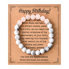 Happy Birthday Gifts Bracelet for Women Mom Daughter Bff Bead Bracelet with Engr