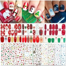TailaiMei 15 Sheets Christmas Nail Stickers, 7 Sheets Nail Wrap Stickers and ...