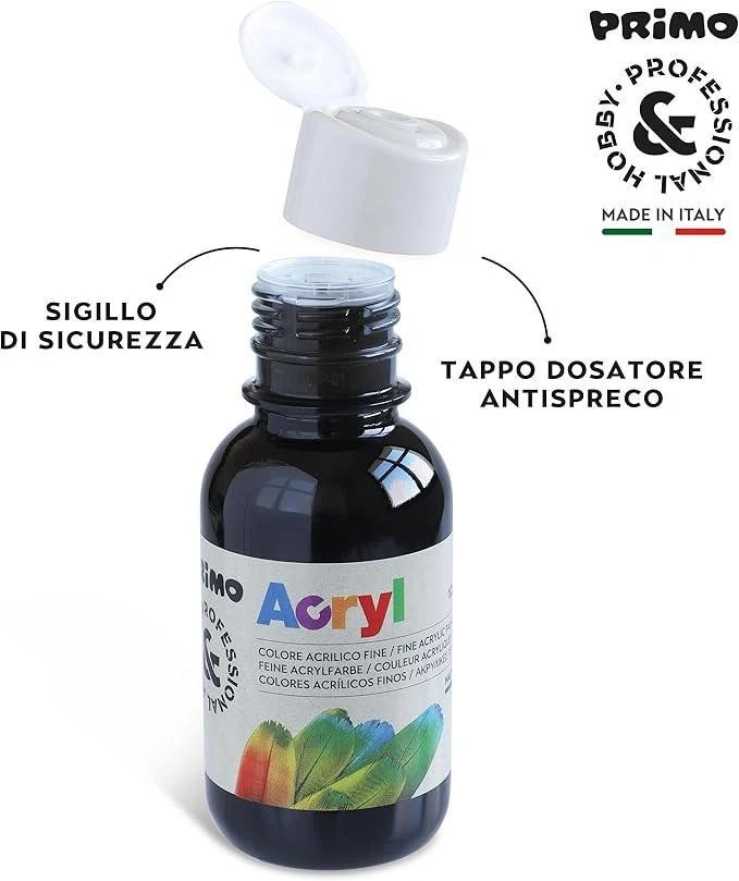 Primo tempera acrilica da 125 ml Nero 800 - Immagine 2 di 3