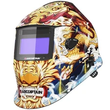 True Color Welding Helmet, 4 Arc Sensor Auto Darkening Welding Hood, Solar Po...