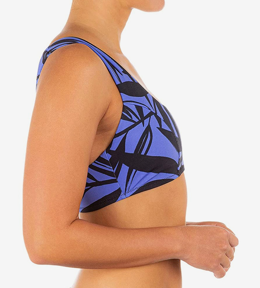 Hurley L106742 Womens Blue Max Mystic Leaves Split Strap Top Size Small image 2