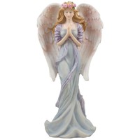 Standing Praying Angel Statue With Accents Of Roses For Decorative Religious, & Standing Praying Angel Statue With Accents Of Roses For Decorative Religious, &