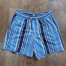 Vintage Polo Ralph Lauren Swim Trunks Mens M Blue Stripes Mesh Lined 5" Inseam