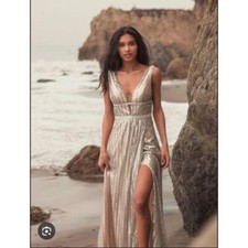 Mac Duggal Sequined Plunge Neck Maxi Dress Sz 12