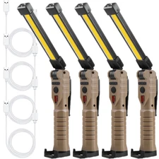 4PCS Rechargeable COB LED Slim Work Light Lamp Flashlight Inspect Folding Torch