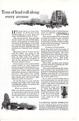 1924 Vintage print ad National Lead Co Tons of Lead roll along Forham's tooth