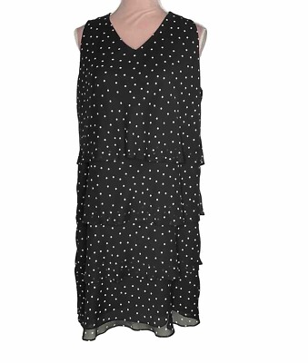 Tahari Adorable Polka-dot Sleeveless Tiered Dress Size Us 16 Great For Any Event