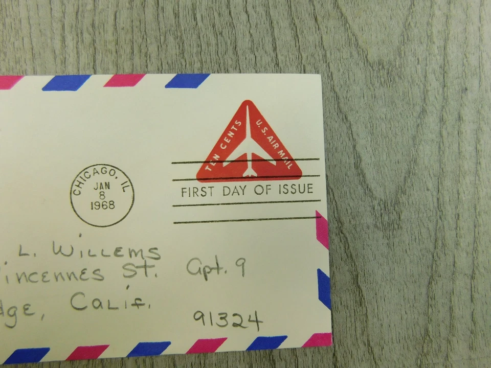First Day Of Issue Chicago IL 1968 US Air Mail Vintage Stamp Envelope Cover - Image 2 of 4
