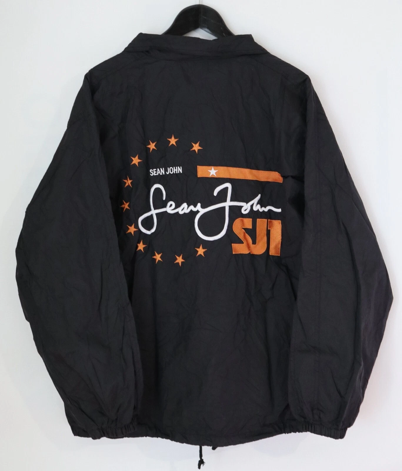 SEAN JOHN SJ1 DIDDY VINTAGE RETRO BLACK RAIN JACKET HIP HOP RAP ADULT MEN'S XL