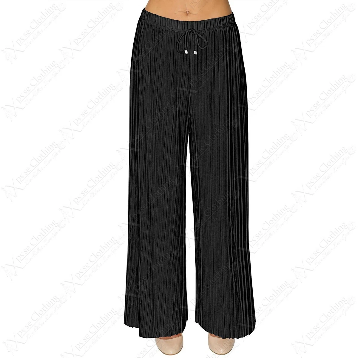 Pleated palazzo pants black sales