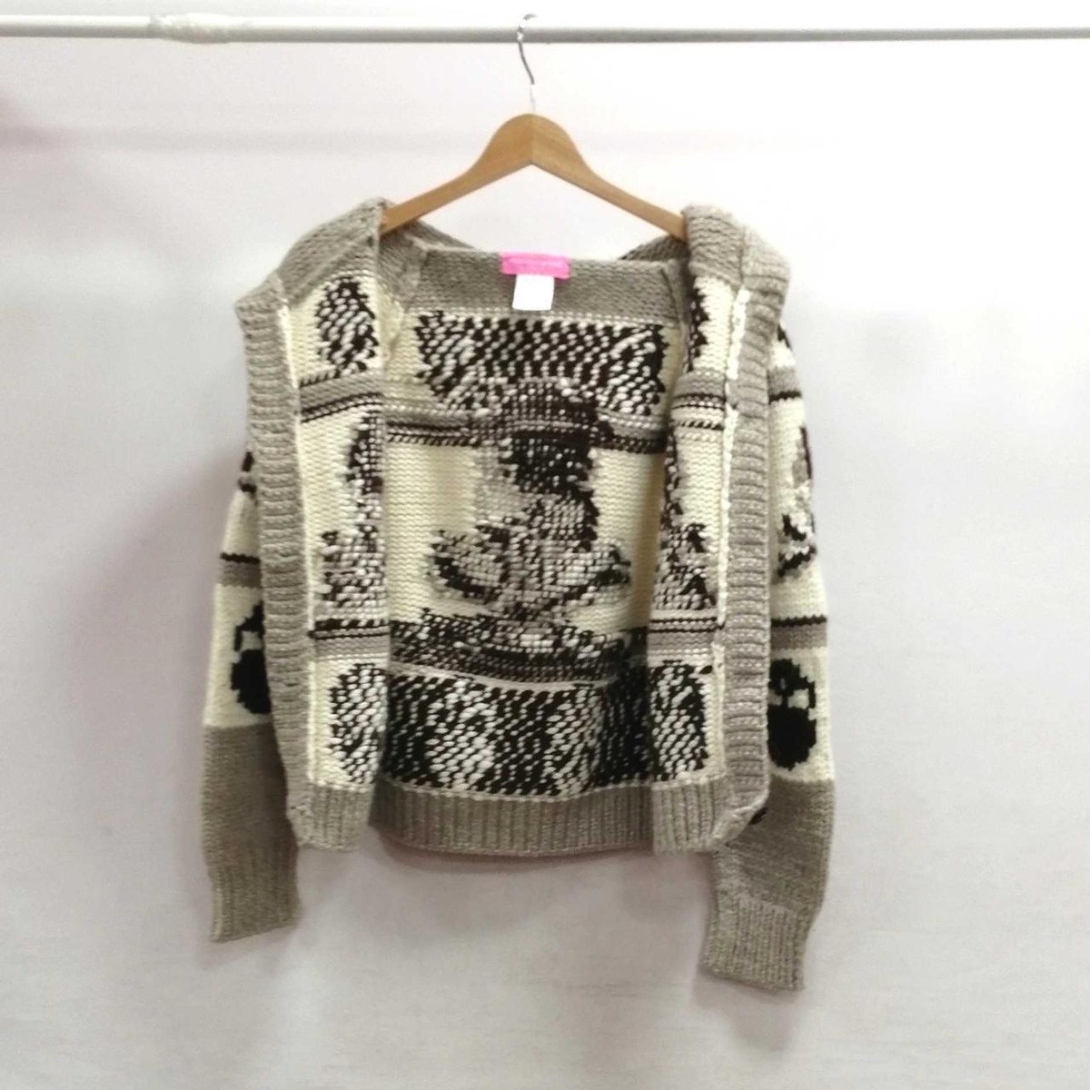Mastermind Japan Skull Cowichan Knit Hoodie White x Brown