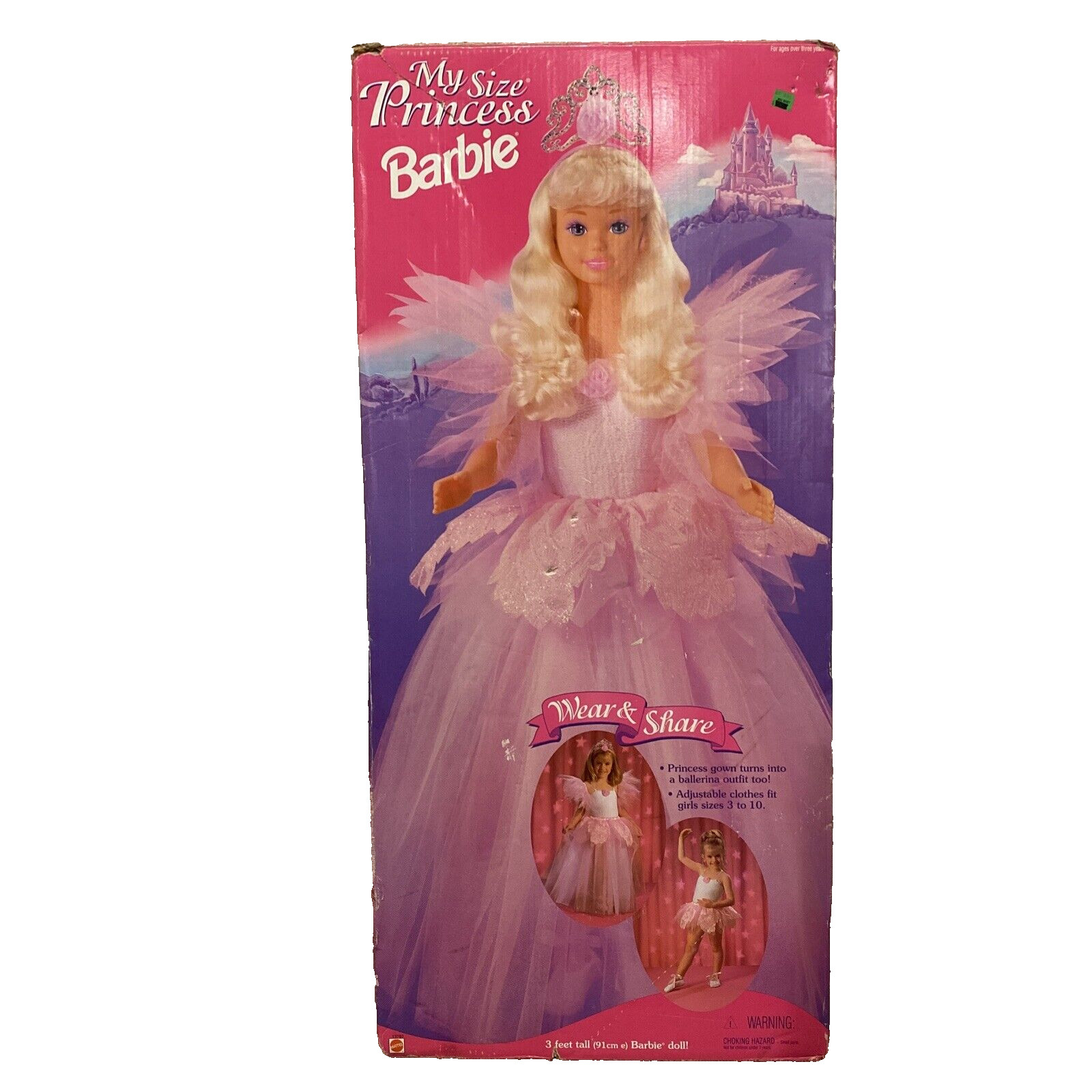 My Size Princess Barbie Life Size 3 Feet Tall Vintage 1992 Doll in Original Box