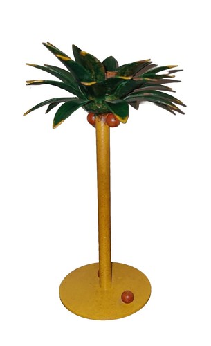 VTG Metal Palm Candle Holder Tree Artist Signed Brambles Luau Tropical Jungle - Picture 2 of 14