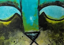 ACEO Cat Painting Original Collectible Contemporary Beach Art Samantha McLean