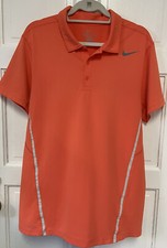 Mens Large NIKE DRI-FIT Performance Polo Shirt Short Sleeve Coral Orange