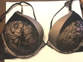 VICTORIA SECRET BOMBSHELL BRA ADD 2 CUP PLUNGE Super Push UP NEW Shine Strap
