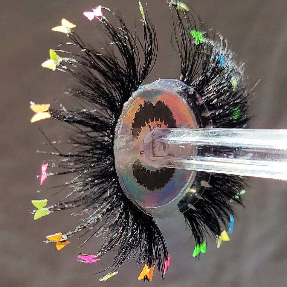 RTL FLAMBE BUTTERFLY🦋 Pestañas Falsas Visón Neón Arco Iris Rosa Naranja Amarillo Orgullo Foto 4 de 4