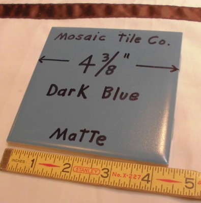 5 pcs. Vintage *Dark Blue* 4-3/8'' Matte Ceramic Tile by Mosaic Co. forget-me-not