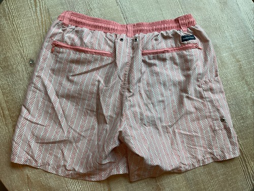 SOUTHERN MARSH Swim Trunks Sz M Coral Gray Drawstring Lined Shorts Pockets - Picture 6 of 7