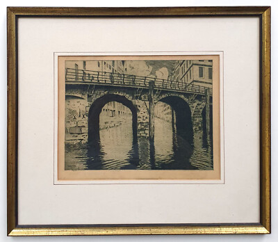 Albert Fothe orig. Radierung 1914 Hamburg Ellerntorbrücke, Blatt Nr. 3 SIGNIERT!