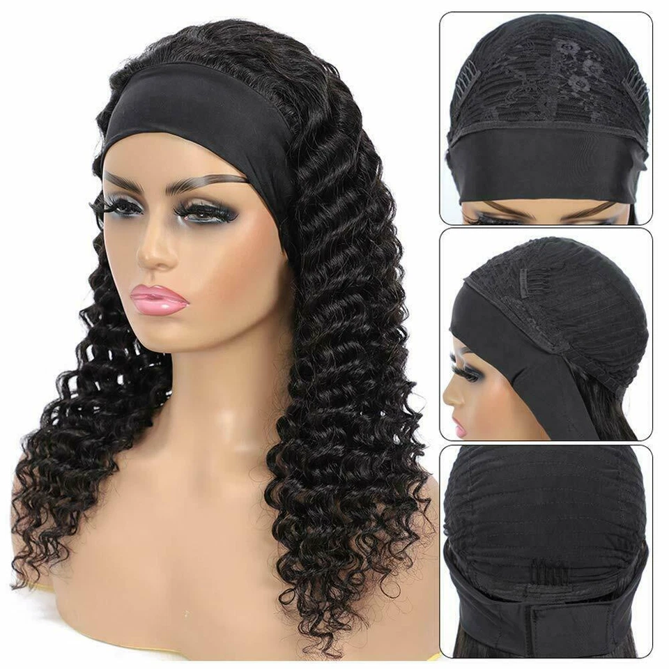 Diadema Peluca Onda Profunda/Recta/Onda Onda Natural Negro 100 Cabello Virgen Humano  Foto 2 de 4