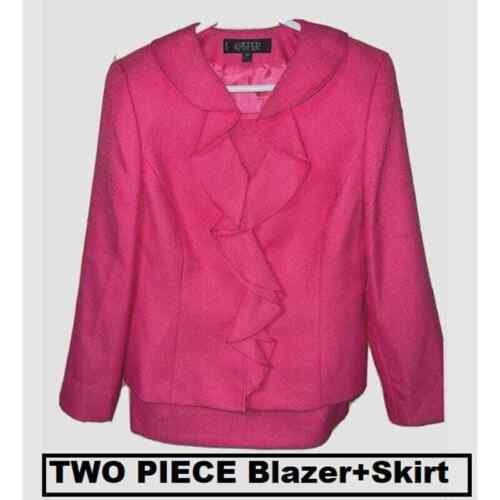 NEW Barbiecore Suit Blazer Jacket Skirt Set Kasper Size 10 Petite Pink 10P LOT  - Afbeelding 1 van 13