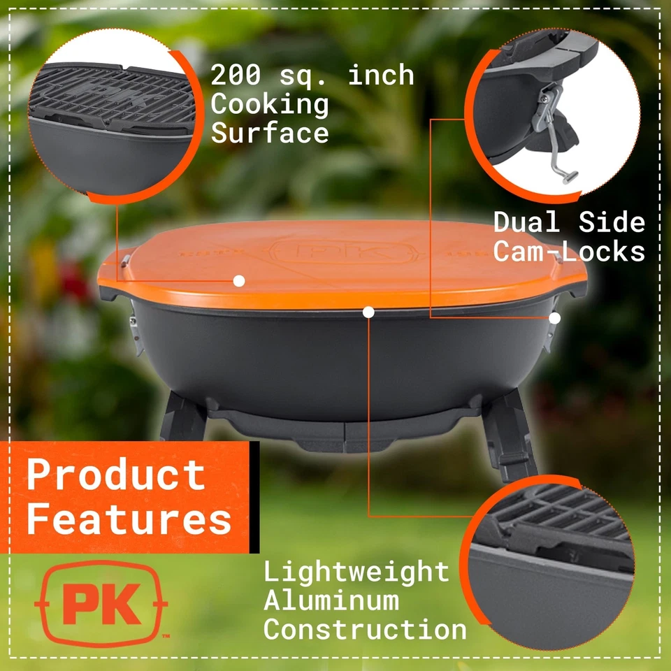 PK Parrillas PKGO Parrilla de Carbón Portátil Hibachi, Parrilla Portátil con Aluminio Fundido... Foto 2 de 4
