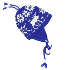 Polo Ralph Lauren Stocking Cap Ski Hat with Earflap, with Moose - Royal Blue -