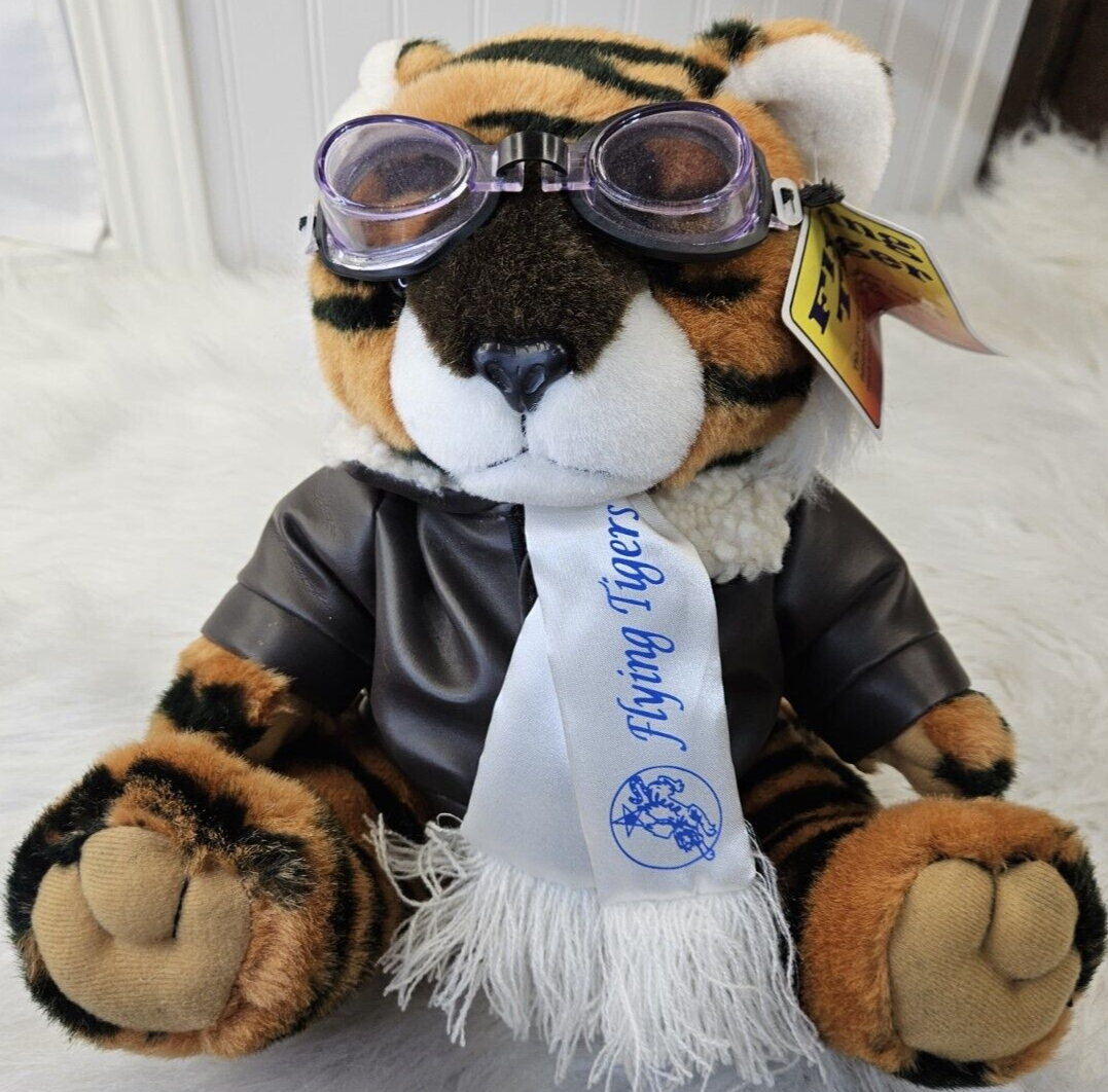 Air Zoo Pilot Flying Tiger Plush Bomber, Jacket, Goggles & Logo