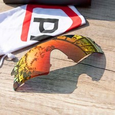 Walleva Fire Red Mr.Shield Polarized Replacement Lenses for Oakley M Frame Sweep