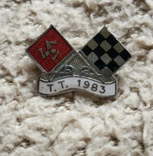 Rare Vintage TT Races Crossed Flags Badge 1983
