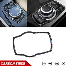 Genuine Carbon Fiber Multimedia Button Surround Sticker For BMW X1 X3 X4 X5 X6