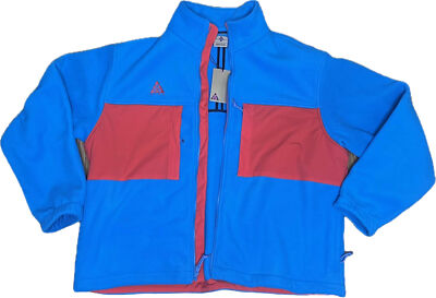 Nike ACG Micro Fleece Full Zip Men Jacket Blue Red BQ3446 411 Large