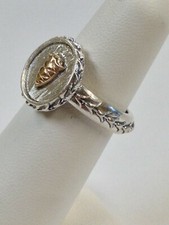 Solid 14kt Yellow Gold and 925 Sterling Silver Ring