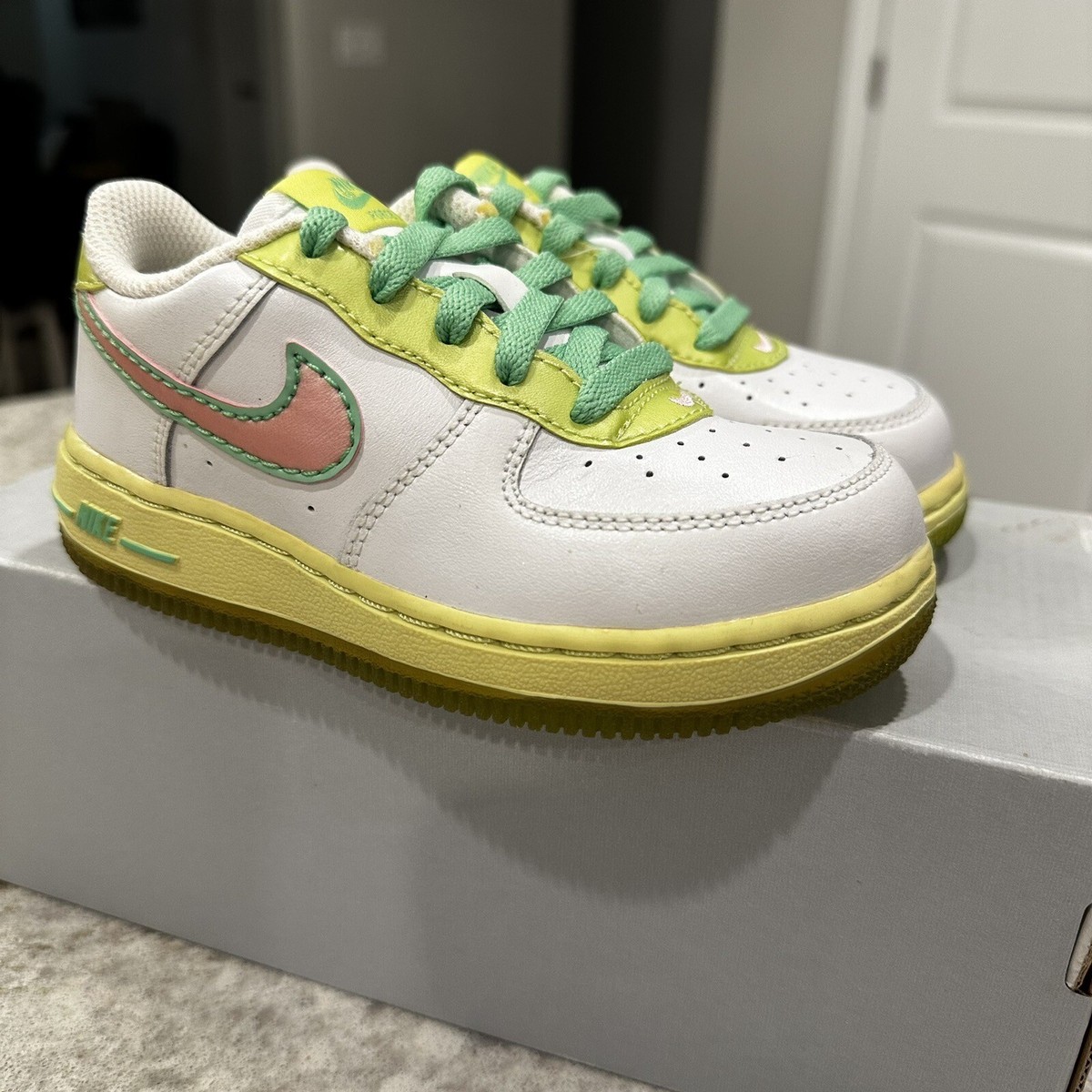 pink and lime green air force 1