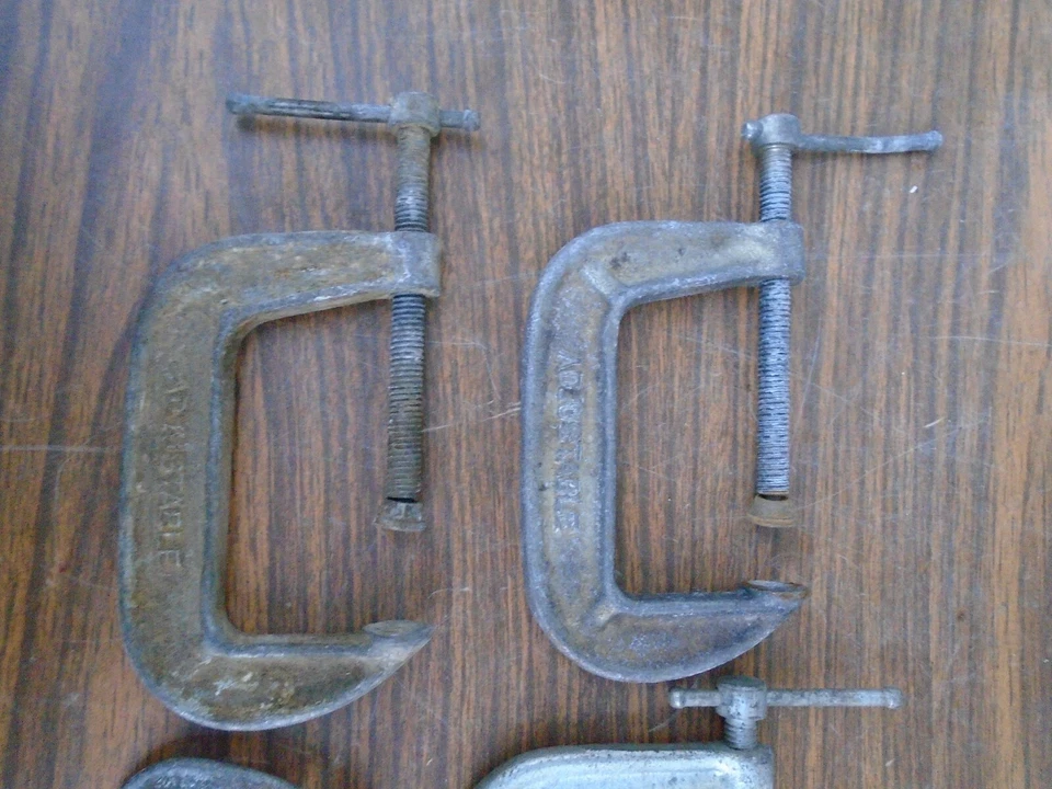 4 Piece Vintage C Clamp Adjustable No 1430 3" X 2 No 1425 2 1/2" Plus USA Made - Image 2 of 4