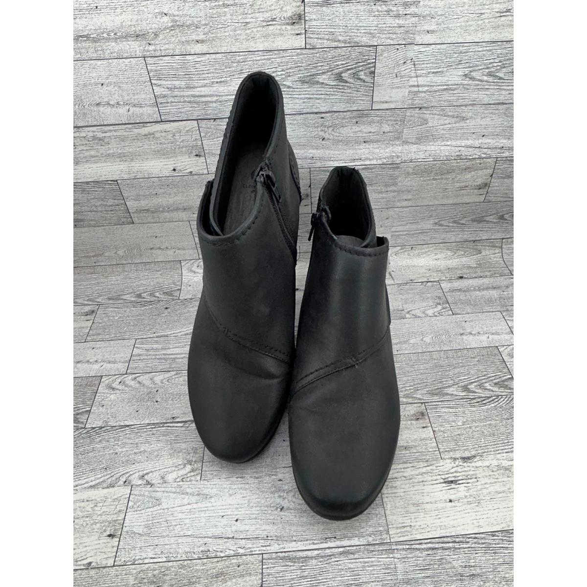 ⭐T⭐ Clarks Cloudsteppers Sillian Tino Black Ankle Boots Womens 11 M